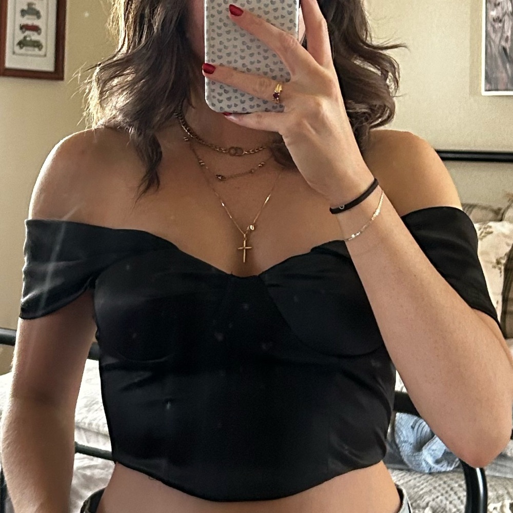 Princess Polly Black Off-Shoulder Corset